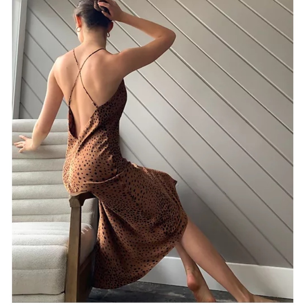 Aritzia Wilfred leopard slip-dress, XS, open back, midi length, Sexy Hot Girl